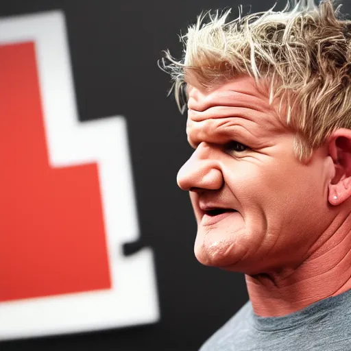 Prompt: photo of angry furious Gordon Ramsay poking his head out of a washing machine and shouting at the camera