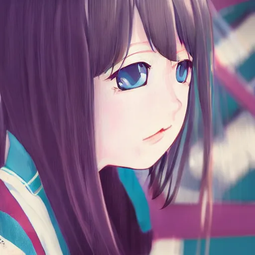 Image similar to a high detail portrait of high school girl by makoto sinkai, kawaii, in simple background, CLIP STADIO, mad painting