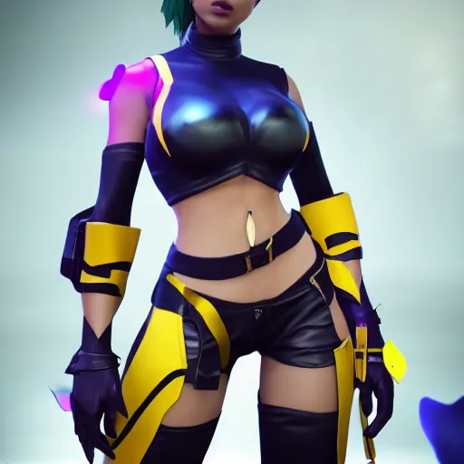 Image similar to still of pretty Samira (League of Legends) in KDA More music video. 3d render, octane render, game art, realistic, highly detailed, trending on artstation, 4k, trending on artstation, pixar, cgsociety, unreal engine 5, redshift render, trending on artstation, blender, behance, cg