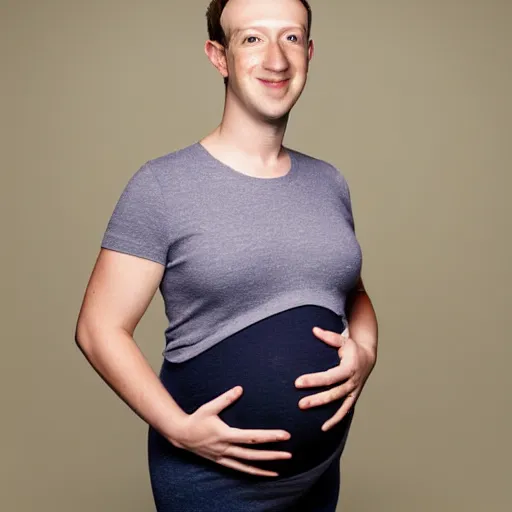 Prompt: Pregnant Mark Zuckerberg, canon, studio lighting