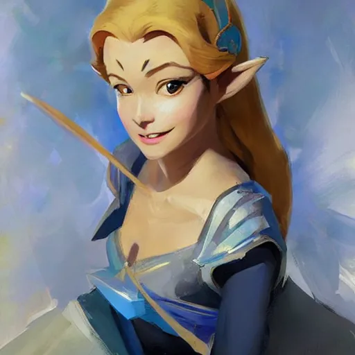 Image similar to greg manchess portrait of zelda as disney character, triforce, perfect face, matte painting, bold shapes, hard edges, by huang guangjian, gil elvgren, sachin teng. in a beautiful landscape full of emotions, cgsociety masterpiece, artstation trending, by rossdraws, ghibli, kimi no na wa, greg rutkowski, simon stalberg