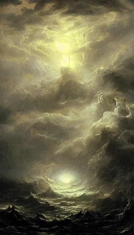 Prompt: a storm vortex made of many demonic eyes and teeth, by ivan aivazovski,