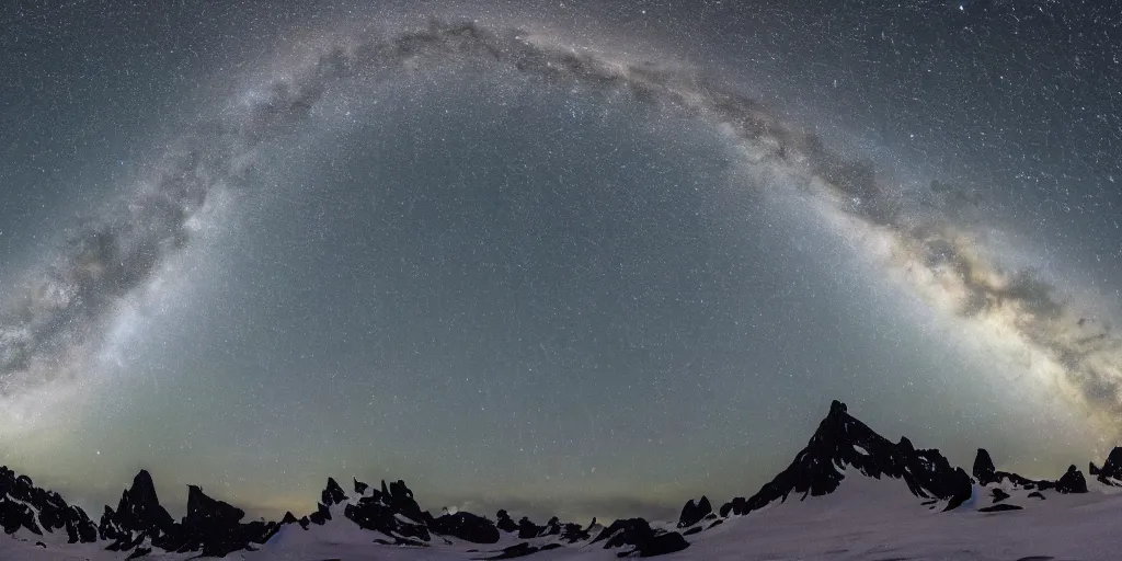 Image similar to time-lapse of landscape night sky!!, Antarctica, sharp focus, intricate, super wide angle, 4K