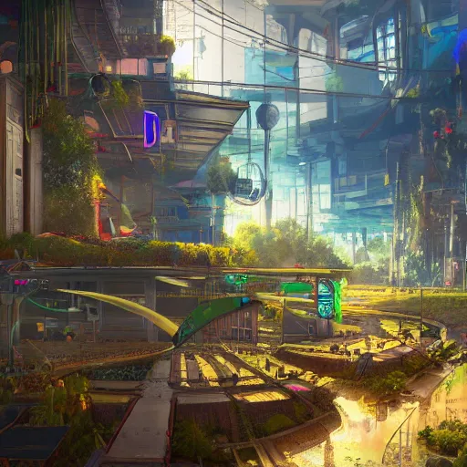 Image similar to 4k solarpunk wallpaper, trending on artstation