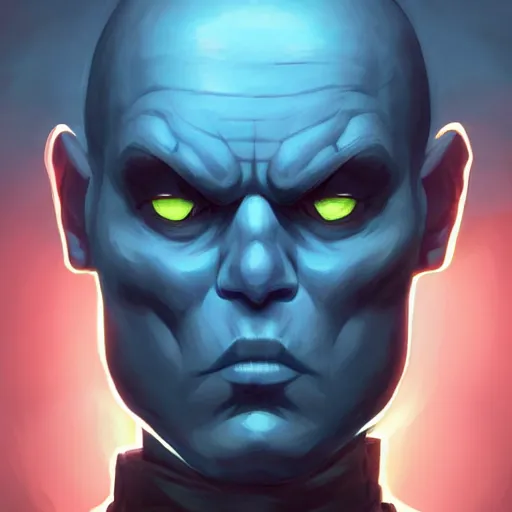 Prompt: centered mid ground full face portrait of an angry soldier with glowing blue eyes, a bald head and blue skin, rogue trooper, cyberpunk dark fantasy art, gta 5 cover, official fanart behance hd artstation by jesper ejsing, by rhads, makoto shinkai and lois van baarle, ilya kuvshinov, ossdraws, unreal engine