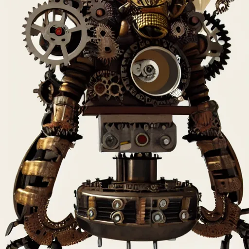 Prompt: 3D render of highely detailed steampunk mechanical owl robot