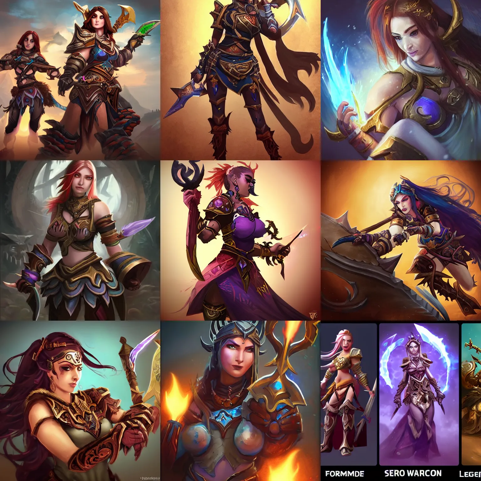 Prompt: a female warrior, fantasy, magic the gathering, dota, hearthstone, overwatch, league of legends, world of warcraft