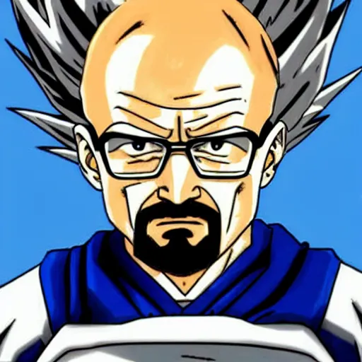 Image similar to walter white going super sayan, dragon ball