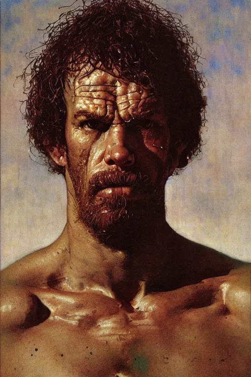 Image similar to head portrait of jocko willink as huge warrior with muscular neck, by lawrence alma tadema and zdzislaw beksinski and norman rockwell