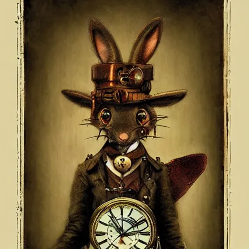 Prompt: steampunk rabbit by esao andrews