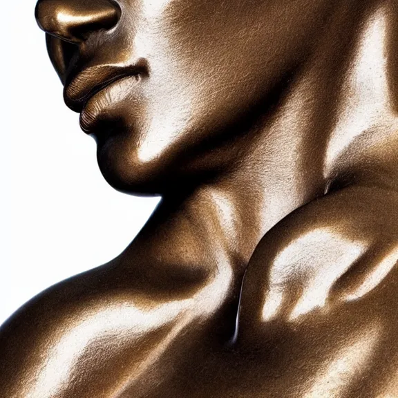 Prompt: a 4 k photorealistic photo medium shot of a bronze statue of a 🦷💋👂👄🦷🧠.