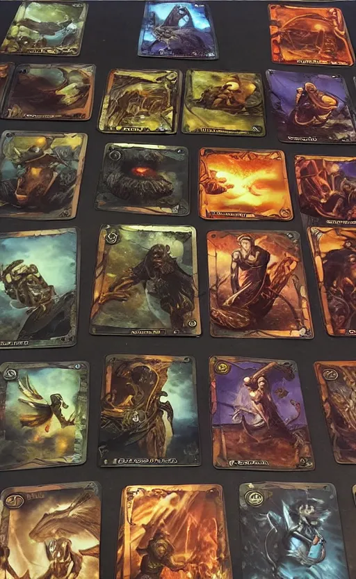 Image similar to trading card game based on ancient legends, occult, epic card art, trading card format