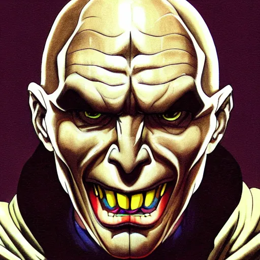 Prompt: portrait painting of voldemort, art by akira toriyama, 4 k, dragon ball artstyle, cel shaded, highly detailed, epic lighting