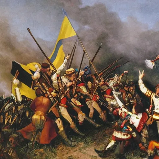 Image similar to photograph of Ukraine conquering Russia