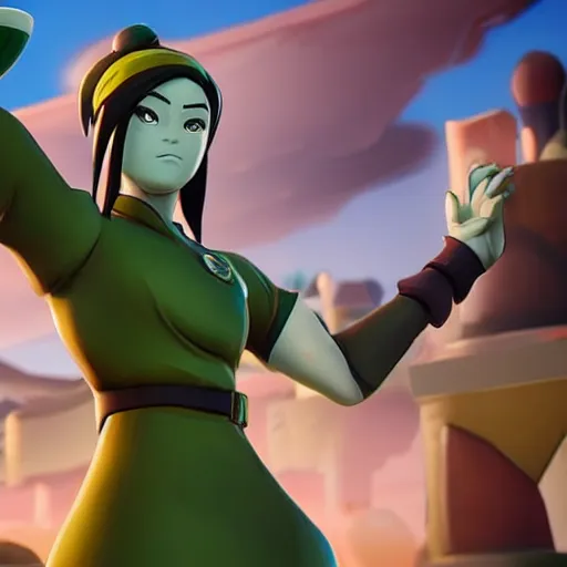 Image similar to toph beifong in fortnite, character render, full body shot, highly detailed, in game render