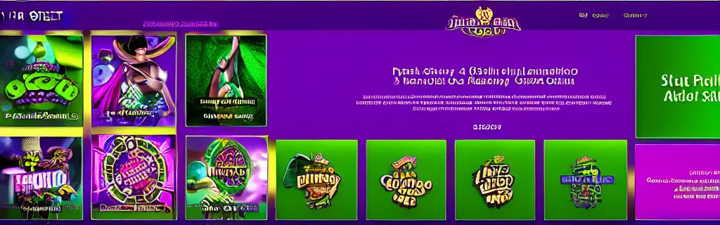 Image similar to ultra realistic purple and green slots casino website, material design