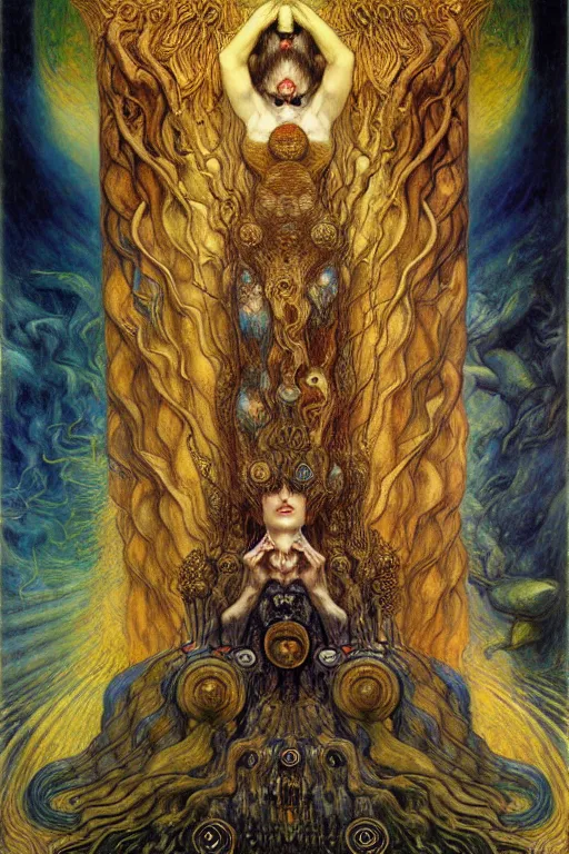 Image similar to Divine Chaos Engine by Karol Bak, Jean Delville, William Blake, Gustav Klimt, and Vincent Van Gogh, symbolist, visionary