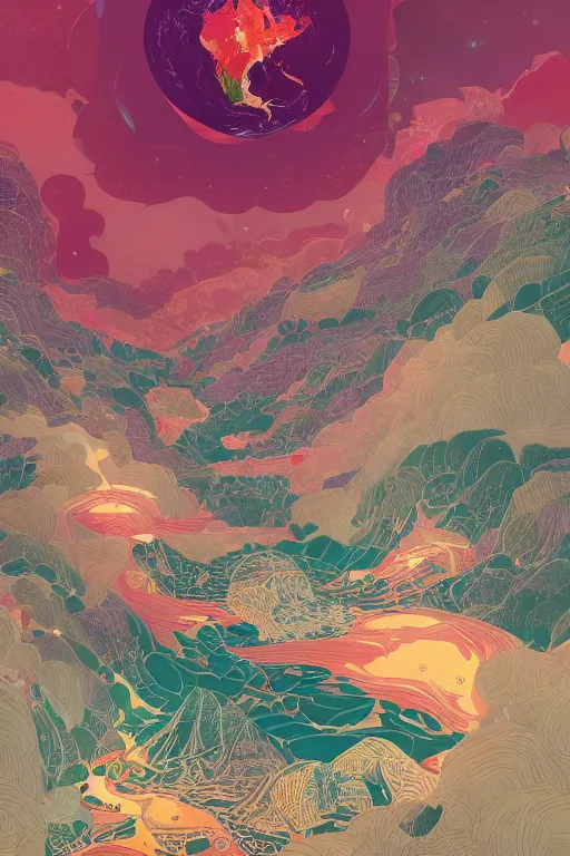 Prompt: Incredible portrait of the earth, artstation winner by Victo Ngai, Kilian Eng and by Jake Parker, swirly vibrant color lines, winning-award masterpiece, fantastically gaudy, aesthetic octane render, 8K HD Resolution