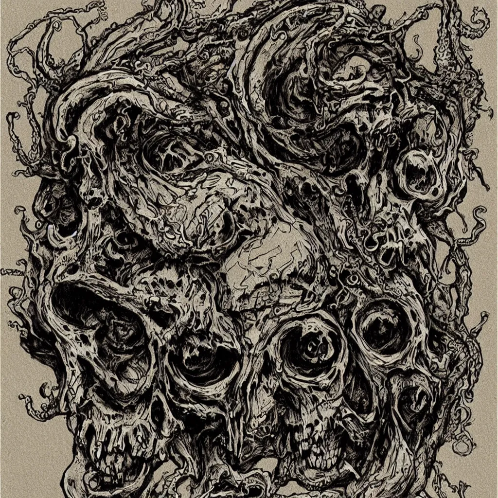 Prompt: lovecraftian skull monster by h. p lovecraft