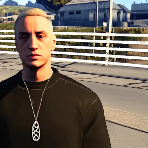 Image similar to A screenshot of Eminem (Marshall Mathers) in GTA 5