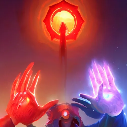 Image similar to glowing hands with fingers floating, stop sign stop sign, stop sign, stop sign, glowing fingers, red theme, bright art masterpiece artstation. 8 k, sharp high quality artwork in style of jose daniel cabrera pena and greg rutkowski, concept art by tooth wu, blizzard warcraft artwork, hearthstone card game artwork, human anatomy