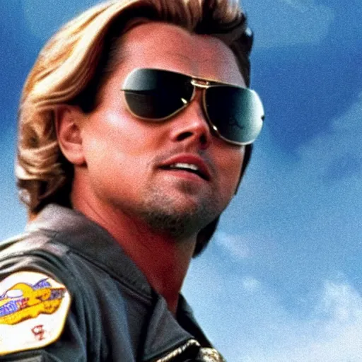 Prompt: Leonardo DiCaprio as maverick in top gun-n 9