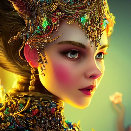 Prompt: portrait of princess, beautiful, attractive, glowing, ornate and intricate, jaw dropping, dynamic lighting, colorful, fairy tale, intricate and detailed, 4 k octane render