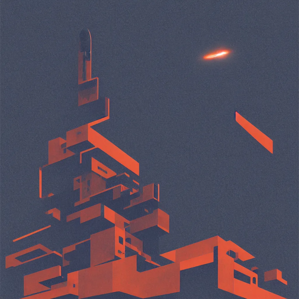 Image similar to spacex launch by, mads berg, karolis strautniekas, film noir, stippled light, dramatic lighting, editorial illustration, detailed, fine texture, matte print, art deco, brutalism, dark blue + dark orange, red, black, ( ( habitat 6 7 background ) )