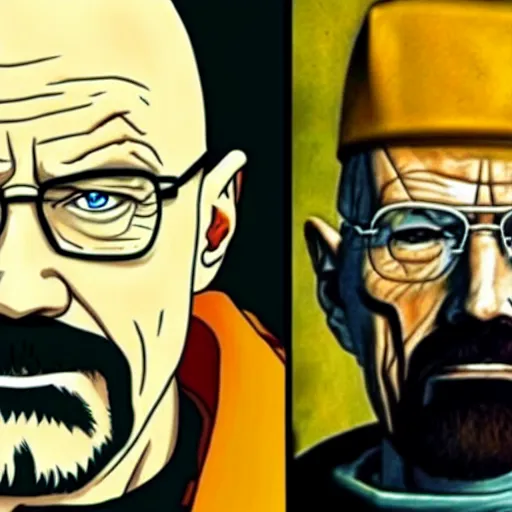 Image similar to walter white becomes naruto in horror film by van gough