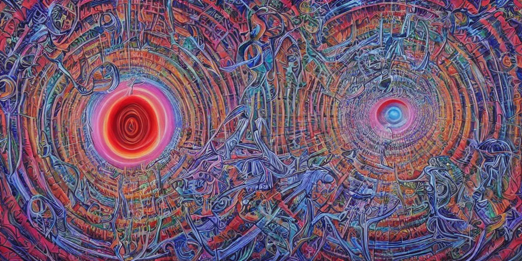 Image similar to a man with his third eye opening by alex grey