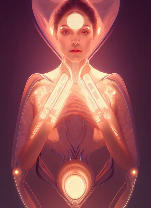 Image similar to symmetry!! portrait of female, chemisty, sci - fi, glowing lights!! intricate, elegant, highly detailed, digital painting, artstation, concept art, smooth, sharp focus, illustration, art by artgerm and greg rutkowski and alphonse mucha, 8 k