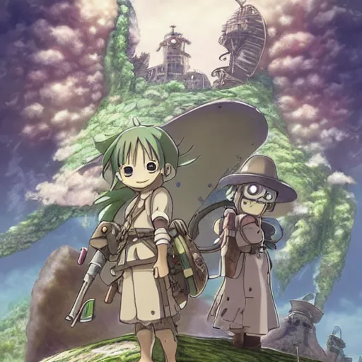 Image similar to made in abyss, fantasy art, fresh and bright illustration, animated film, by studio ghibli