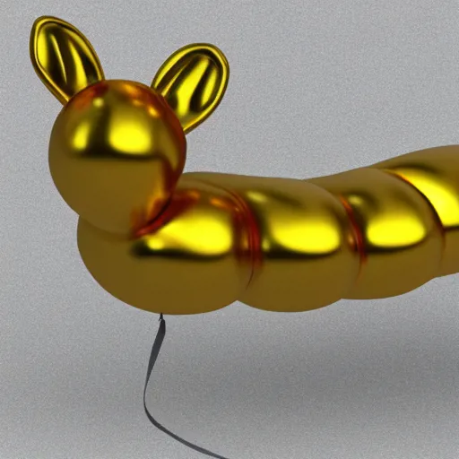 Image similar to 3D render of a Gold balloon dog, white background