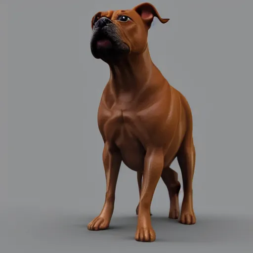 Image similar to 3 d model of a staffordshire terrier, octane render, raytraced