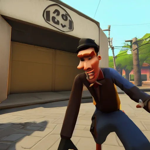 Image similar to jerma985 in tf2, full body, wide shot, portrait, unreal engine, in game screenshot, high definition, detailed