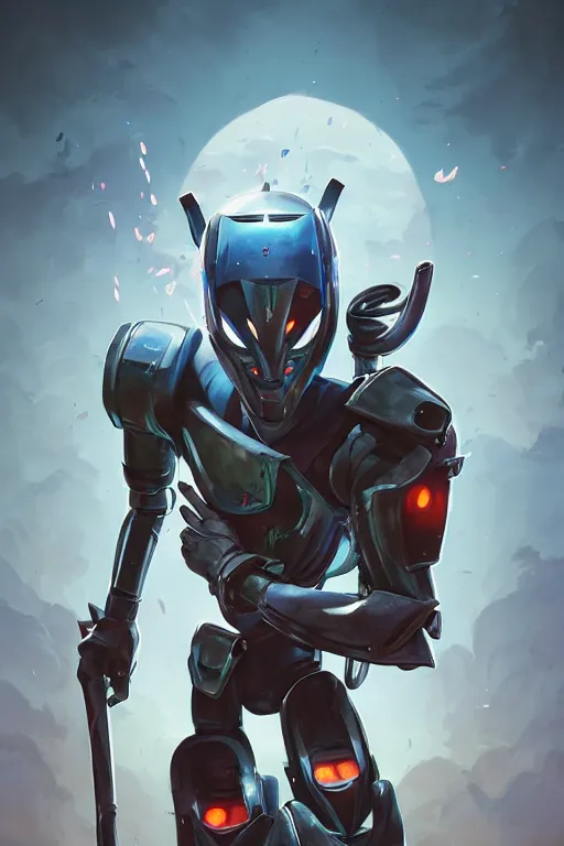 Image similar to epic mask helmet robot ninja portrait stylized as fornite style game design fanart by concept artist gervasio canda, behance hd by jesper ejsing, by rhads, makoto shinkai and lois van baarle, ilya kuvshinov, rossdraws global illumination radiating a glowing aura global illumination ray tracing hdr render in unreal engine 5