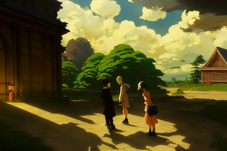 Image similar to baroque oil painting of anime key visual concept art, rule of thirds, dynamic lighting, cinematic, fake hidden detail, acrylic painting, trending on pixiv fanbox, palette knife and brush strokes, style of makoto shinkai jamie wyeth james gilleard edward hopper greg rutkowski studio ghibli genshin impact