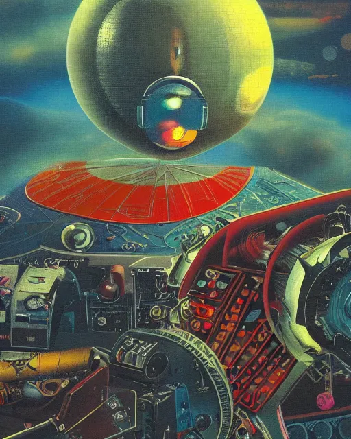 Image similar to majora's mark among 8 0 s era technology, vintage shapes, retro technology, vintage color, wayne barlow, oil on canvas, deep depth of field, masterpiece, cinematic composition, hyperdetailed