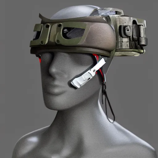 Prompt: sniper goggles assassin helmet headpiece headgear thermal vision mask military concept art high detail trending on artstation