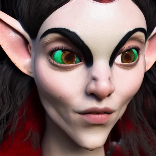 Image similar to a close up of a person in a elf costume, a character portrait by Guillermo del Toro, polycount, antipodeans, unreal engine 5, unreal engine, cryengine