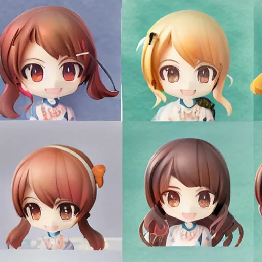 Prompt: beautiful water color concept art of face detailing cute nendoroid girl in the style of idol master, toon rendering, close-up, flat, lacking in three-dimensionality, flat tone