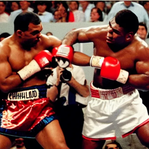 Prompt: chiquito de la calzada with a k. o. against mike tyson