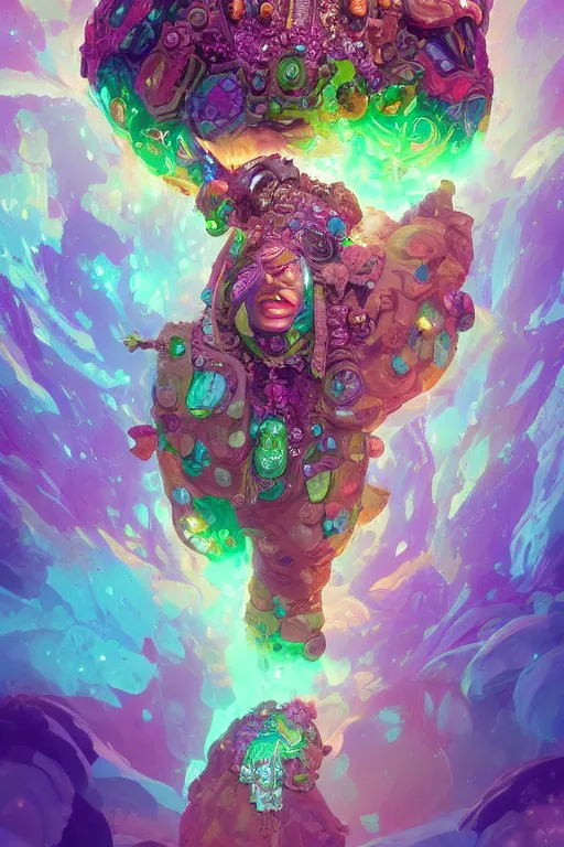 Image similar to maximalist detailed gemstone golem portrait by adoryanti, holosomnia, electrixbunny, rendered in discodiffusion. ornated and decorated with pearls and gems, behance hd by jesper ejsing, by rhads, makoto shinkai and lois van baarle, ilya kuvshinov, ray tracing hdr radiating a glowing aura