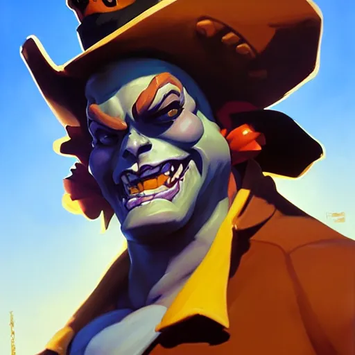 Prompt: Greg Manchess portrait painting of LeChuck as Overwatch character, medium shot, asymmetrical, profile picture, Organic Painting, sunny day, Matte Painting, bold shapes, hard edges, street art, trending on artstation, by Huang Guangjian and Gil Elvgren and Sachin Teng