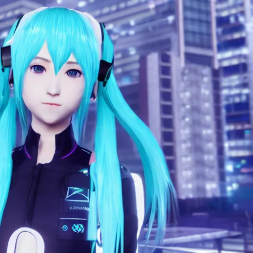 Prompt: Hatsune Miku in Detroit Become Human, 4k screenshot