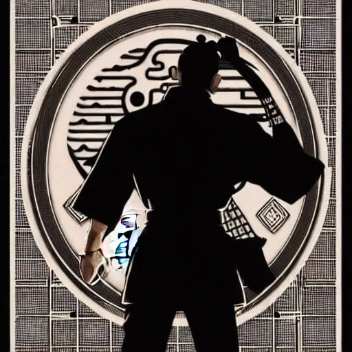 Image similar to silhouette of a Yakuza warrior illustration, medium shot, intricate, elegant, highly detailed, digital art, ffffound, art by JC Leyendecker and sachin teng