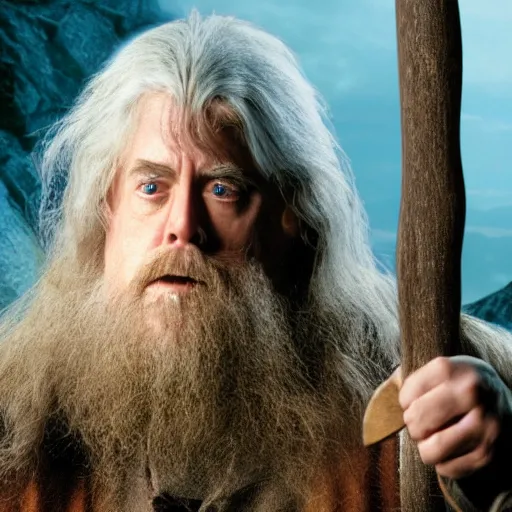 Prompt: photo of Michael McDonald as a Dwarf in Lord of the Rings holding an axe high detail photorealistic dramatic lighting 4K