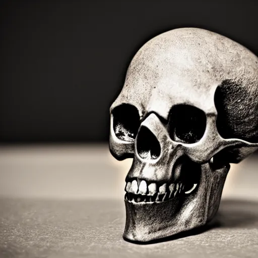 Image similar to a photograph of a skull goblet, DSLR photography