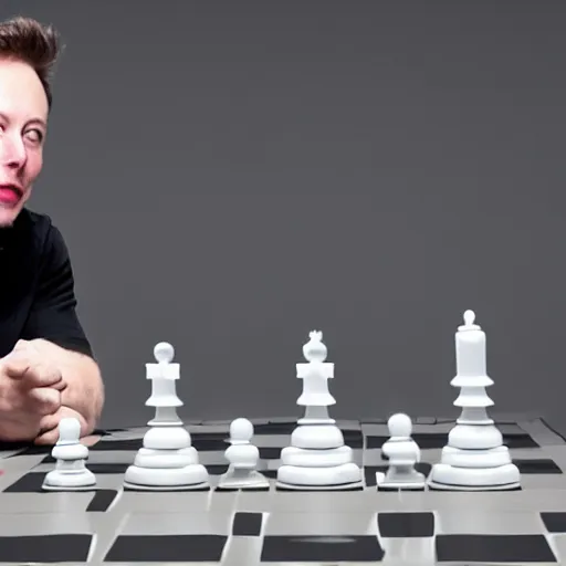 Image similar to photo of elon musk playing 4 d chess, 4 k