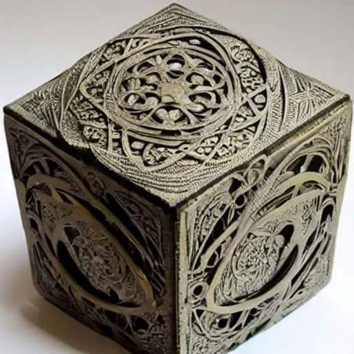 Prompt: intricate art nouveau sculpture companion - cube!!!!!!!!!!!!!!!!! companion - cube!!!!!!!!!!!!!!!!!